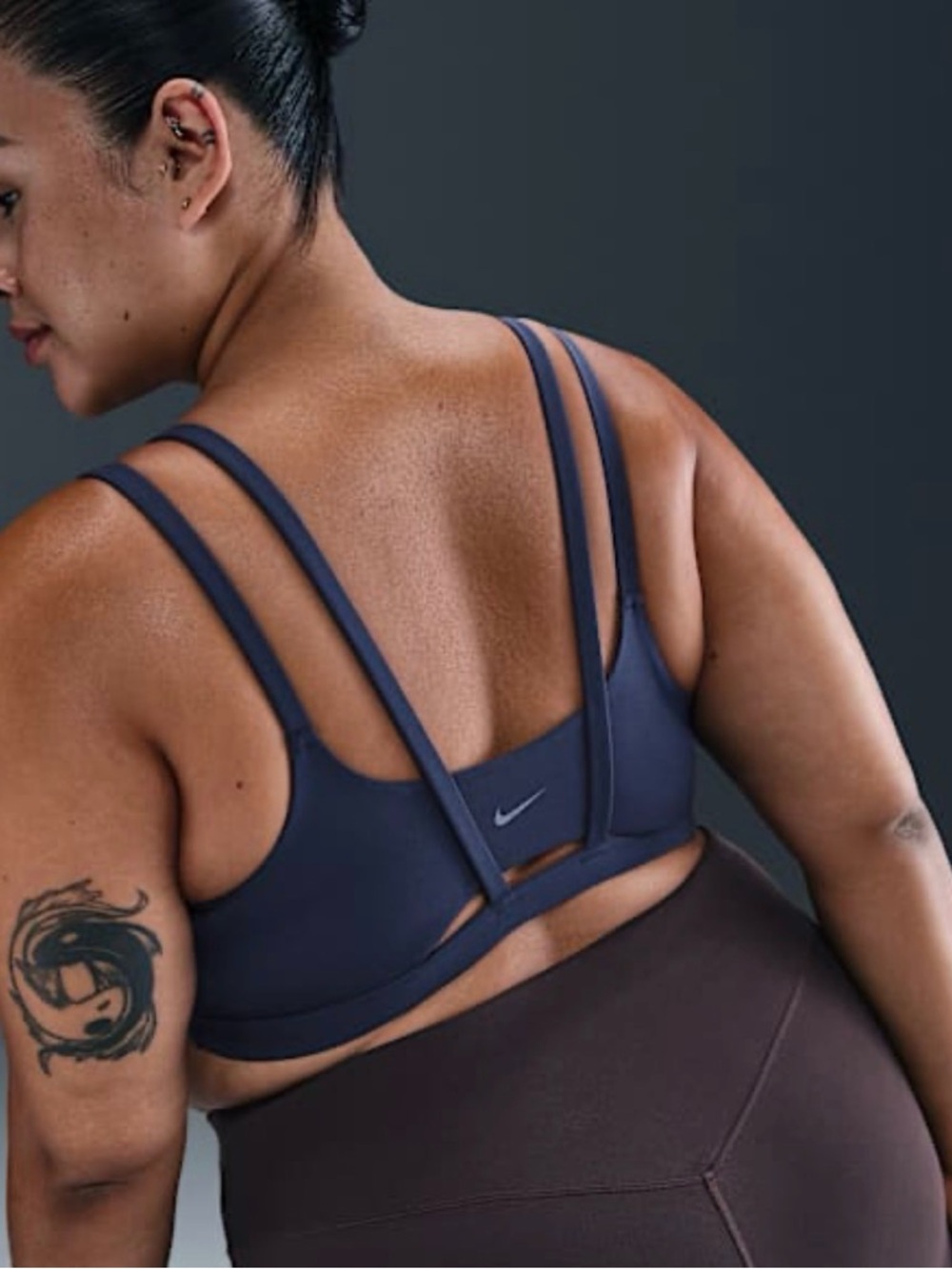 Nike Zenvy Strappy Women's 2X Light-Support Padded Sports Bra Midnight Navy New